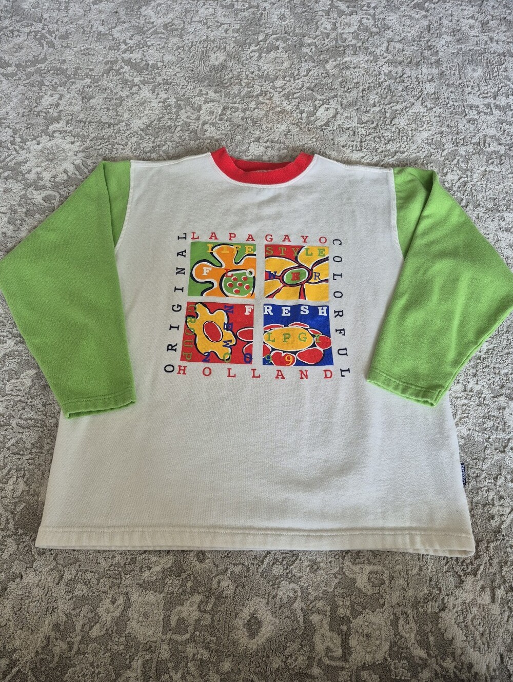 Lapagayo Holland Women's White Vintage Retro Pop Art Floral Sweater Size Medium - Picture 2 of 11